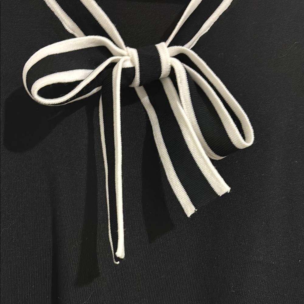 Black Top with White Trim and Bow - Size US Small - Picture 3 of 8